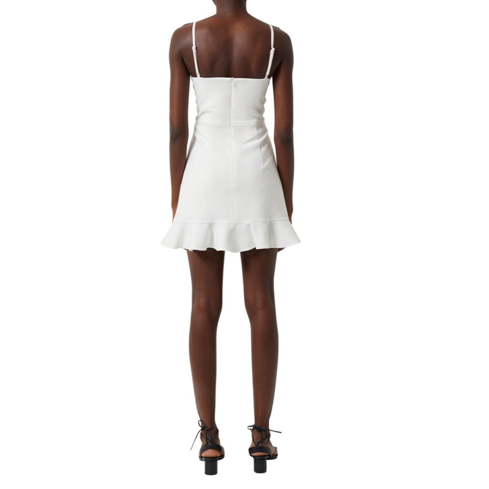 NEW FRENCH CONNECTION Whisper SUMMER WHITE Frill RUFFLE Hem Summer MINI DRESS 8 - Picture 13 of 15